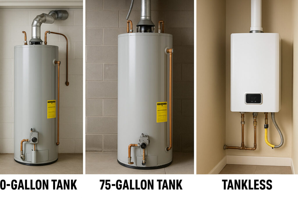 comparison of traditional tank and tankless water heater installations